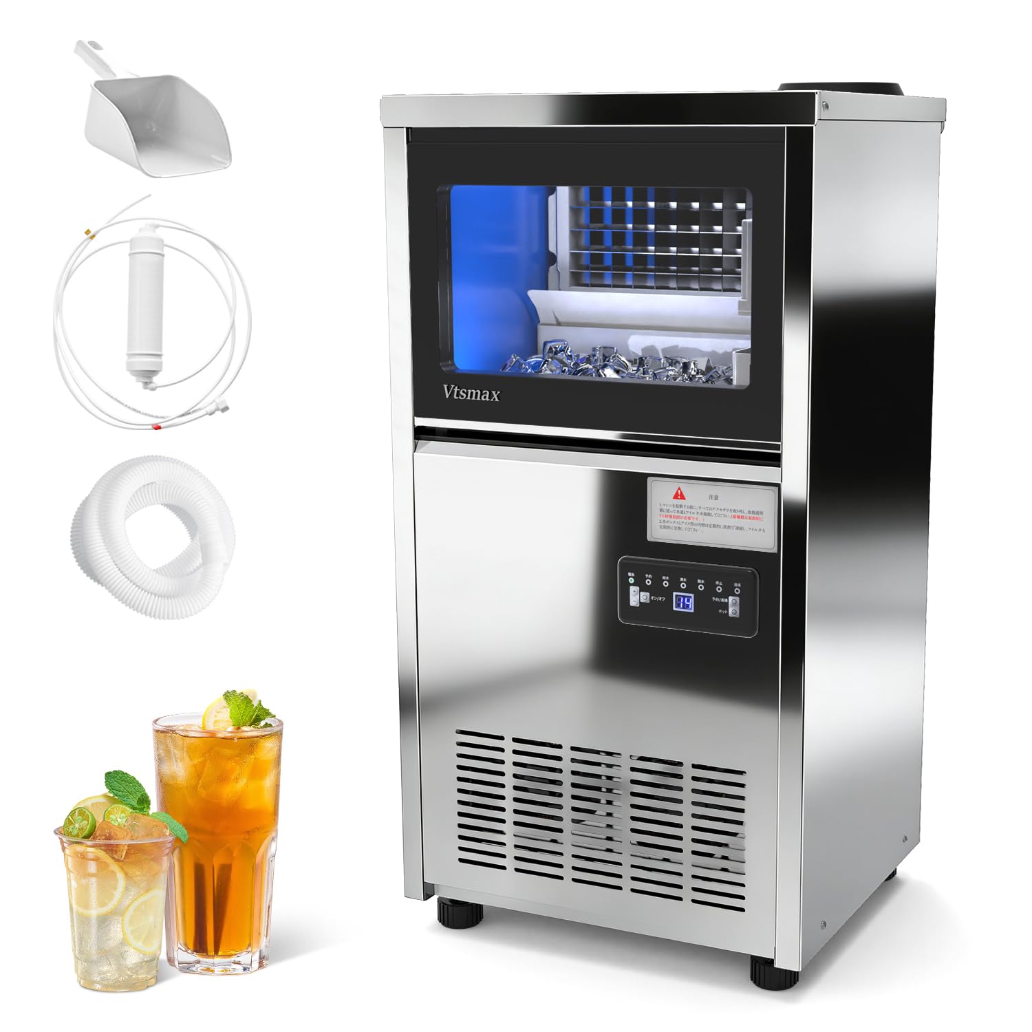 製氷機　業務用　36kg/日　230w 5kg貯氷 ステンレス鏡面ボディ Amazon.co.jp: Vtsmax 製氷機 業務用 45kg/日 自動製氷機 ステンレス